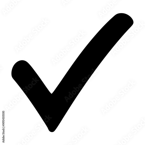 A simple black check mark on a white background is displayed