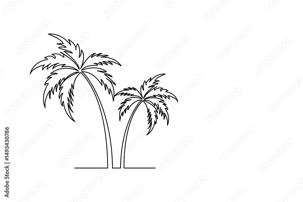 Obraz premium Palm Tree Minimalist Icon One Line Drawing Vector Illustration 
