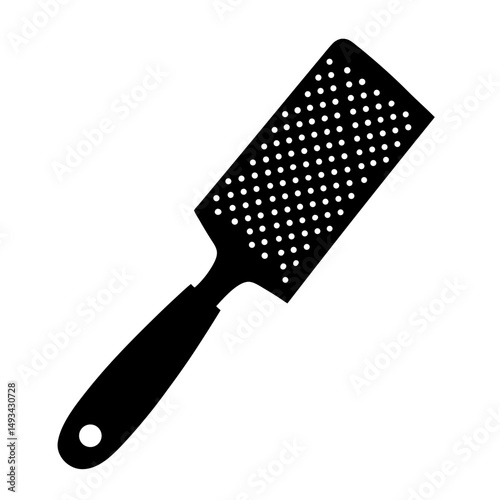 A black and white illustration of a kitchen grater tool silhouette