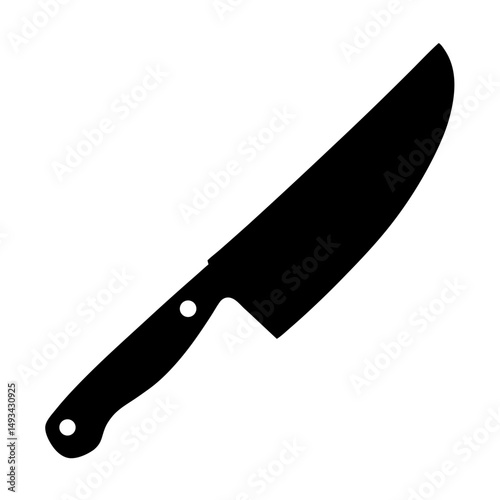 Silhouette of a chef's knife illustrating kitchen cutlery and food preparation
