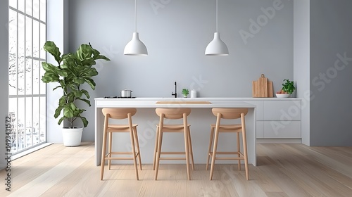 Minimalist Scandinavian inspired kitchen with clean design