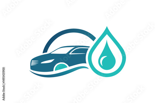 Vector illustration of a car symbolizing clean water and environmentally friendly transportation in a modern design