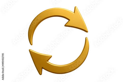 Golden arrow circle icon on transparent background