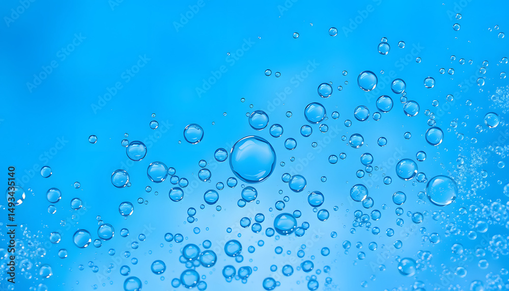 Blue drops and bubbles of clear water, blue abstract water background, Dreamy. with white shades Blue drops and bubbles of clear water, blue abstract water background, Dreamy. with white shades