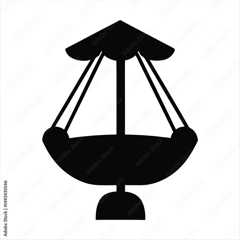 Black silhouette of a carousel ride, a classic amusement park attraction
