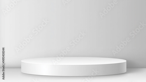 Minimalist elegance white background round platform modern display clean design empty stage product showcase simple style soft shadow neutral color