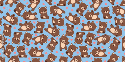 Cute bear arms crossed and sitting flat design, vector illustration