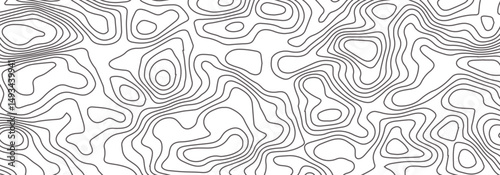 Abstract topographic map contour, white background and black wave lines pattern texture. geographic contour map grid backdrop paper texture. terrain path isolated on a background.