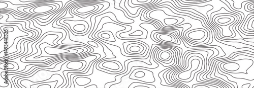 Abstract topographic map contour, white background and black wave lines pattern texture. geographic contour map grid backdrop paper texture. terrain path isolated on a background.