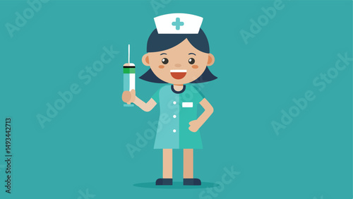 Nurse in Scrubs Holding Syringe and Smiling