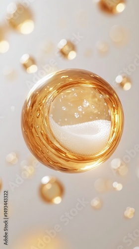 Golden Liquid Droplet Suspended in Mid-Air