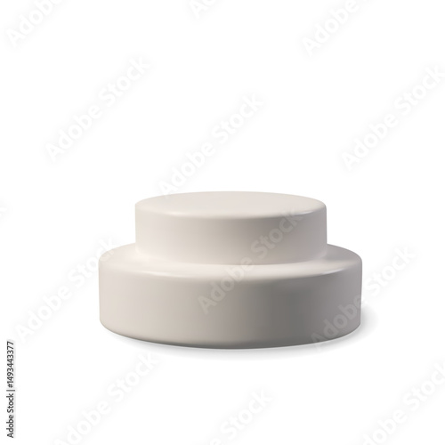 3d double white podium. Three-dimensional vector illustration stage. Winner platform for product display, award ceremony, presentation, or competition scene. Realistic, abstract, for web, graphic use.