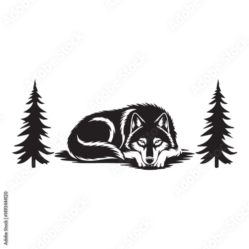 fox head logo design of black silhouette vector illustration