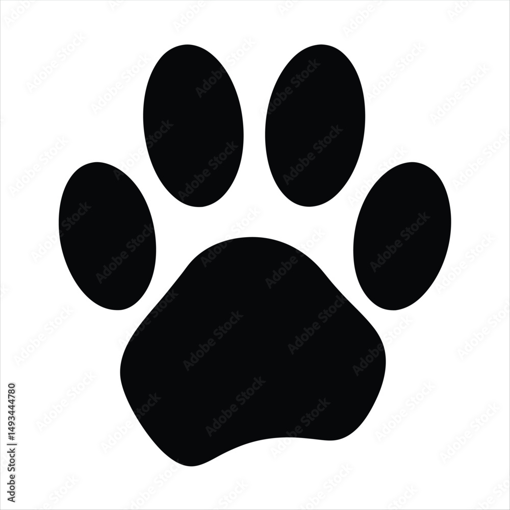 A simple black and white image of an animal paw print design A simple black and white image of an animal paw print design