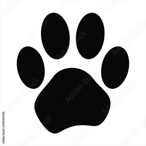 A simple black and white image of an animal paw print design