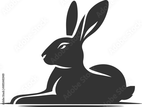 Drawing of a hare black animal silhouette