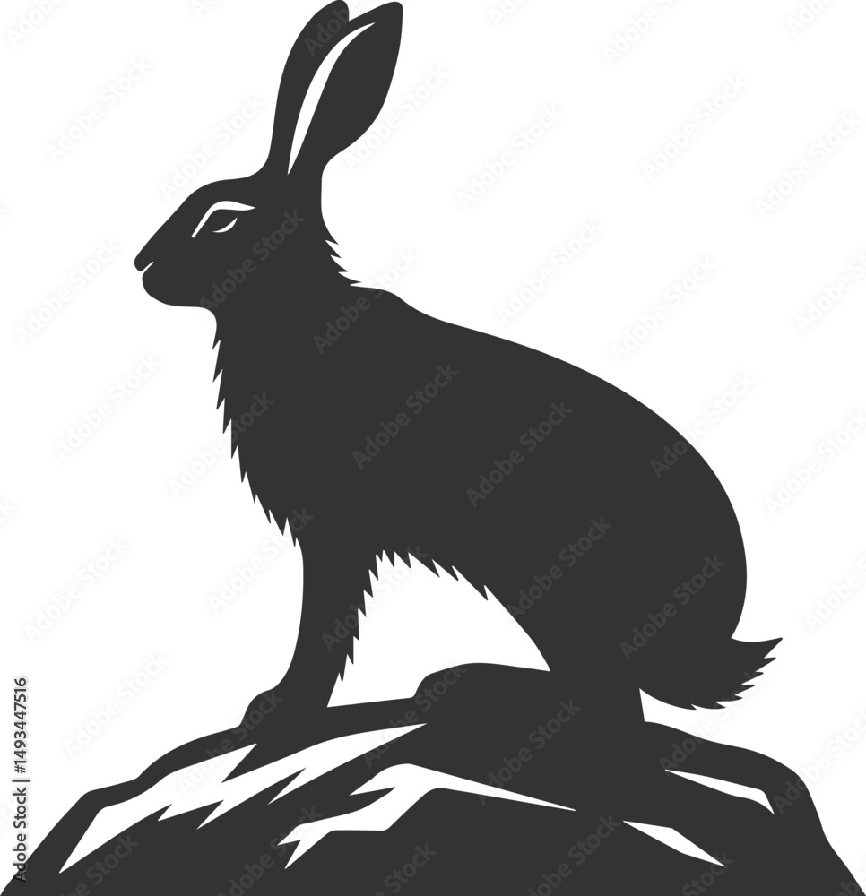 Naklejka premium Drawing of a hare black animal silhouette