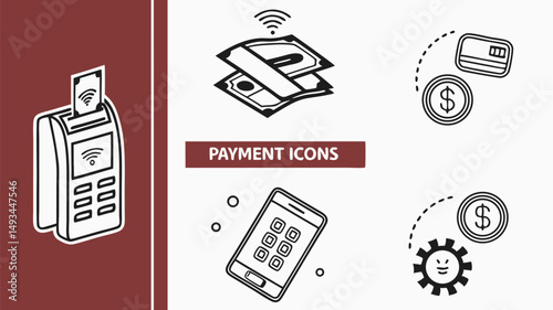 set of vector icons for web and mobile and payment icon