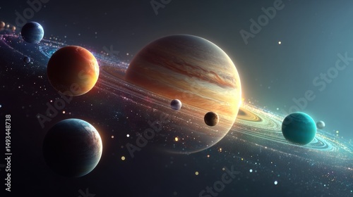 Planetary System with Jupiter and Moons