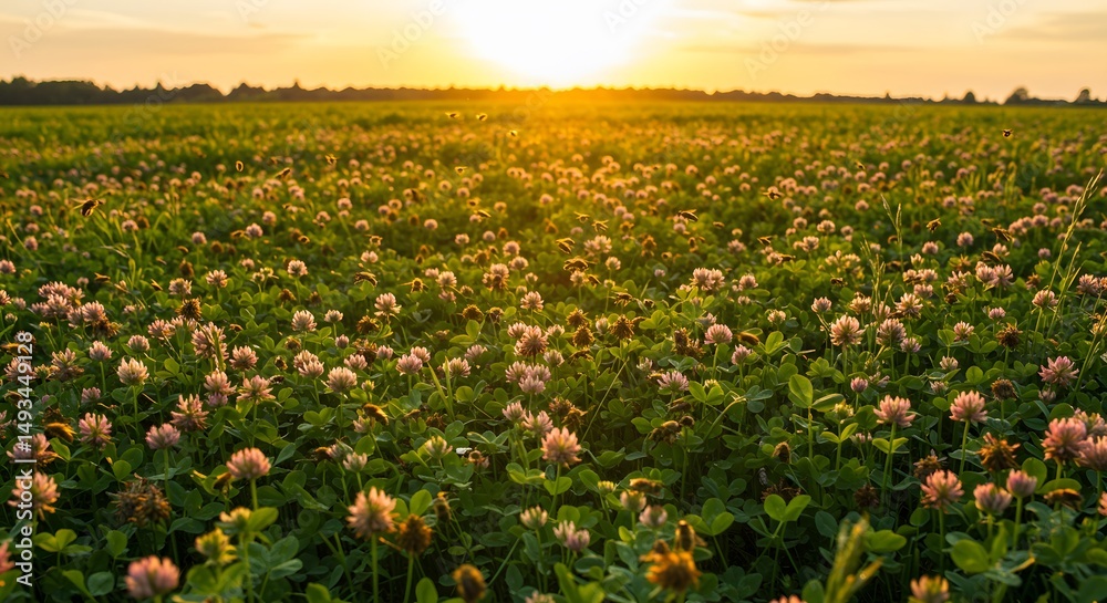 Fototapeta premium Clover Field at Sunset