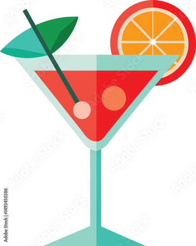 Red Cocktail Drink Martini Orange Slice
