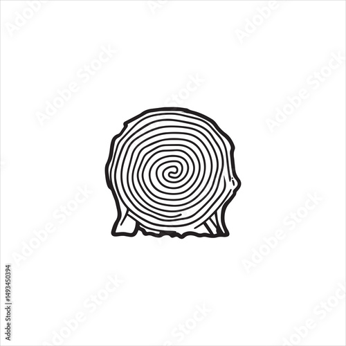 Printlinear tree rings texture cross section tree trunk isolated on white background