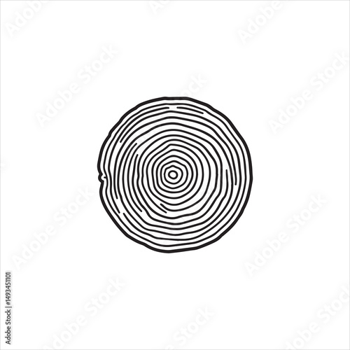 Printlinear tree rings texture cross section tree trunk isolated on white background