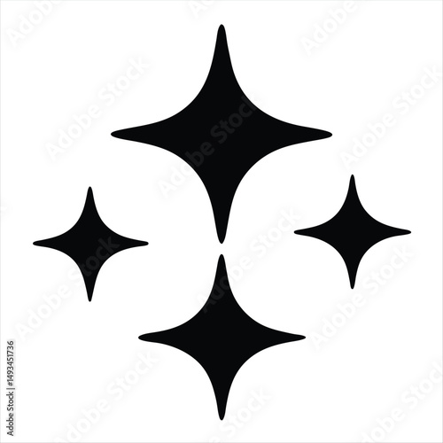 Four Black Stars with Rounded Edges in a Centralized Arrangement Symbol