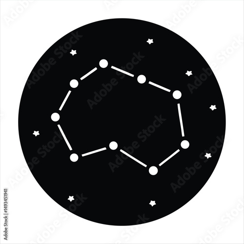 A minimalist representation of a constellation, set against a night sky background