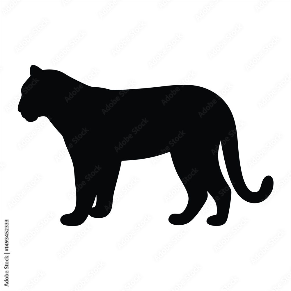 Obraz premium Silhouette of a Strong Powerful Black Panther Walking with Purpose and Determination