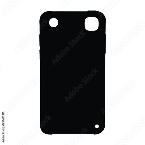 Silhouette of a Mobile Phone Case Protector in Black and White Art