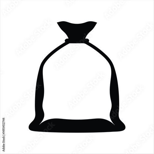 Simple Black and White Graphic Representation of a Tied Sack Design