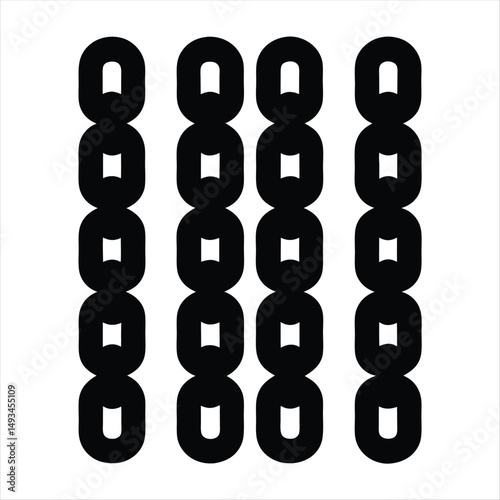 Four parallel chains with a solid black color against a white background