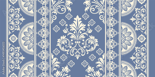 floral pattern vintage ethnic modern embroidery texture boho design vector illustration hand drawn pink flower motif branches leaves wallpaper seamless background border.

