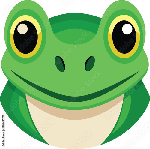 Cute Green Frog Face Illustration photo