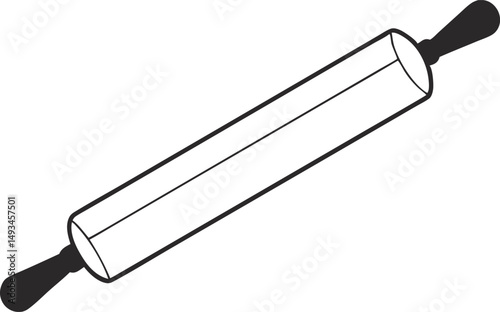Rolling Pin Baking Tool Line Drawing