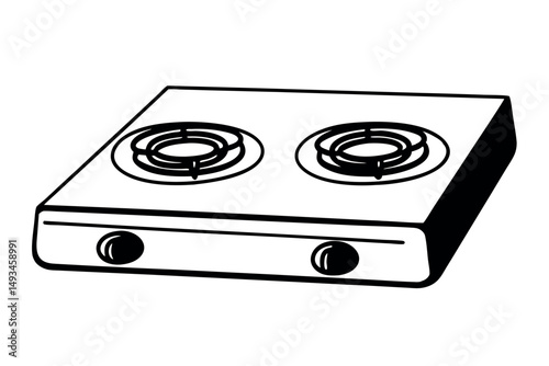 Classic Stove Outline Drawing Vector