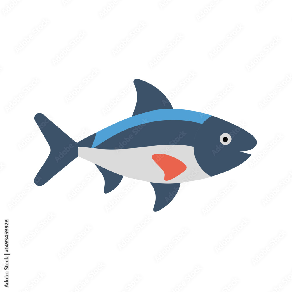Fototapeta premium Flat design fish illustration on black background graphic element