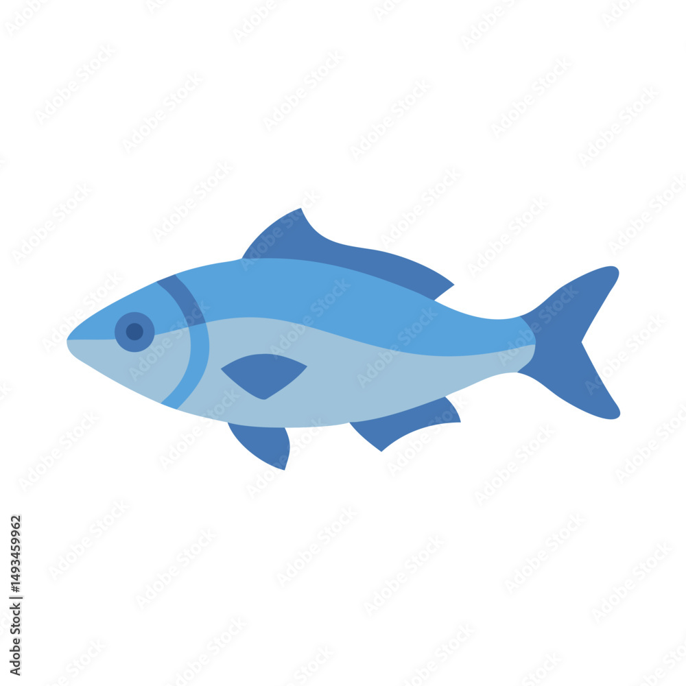 Obraz premium Flat style blue fish swimming on black background vector