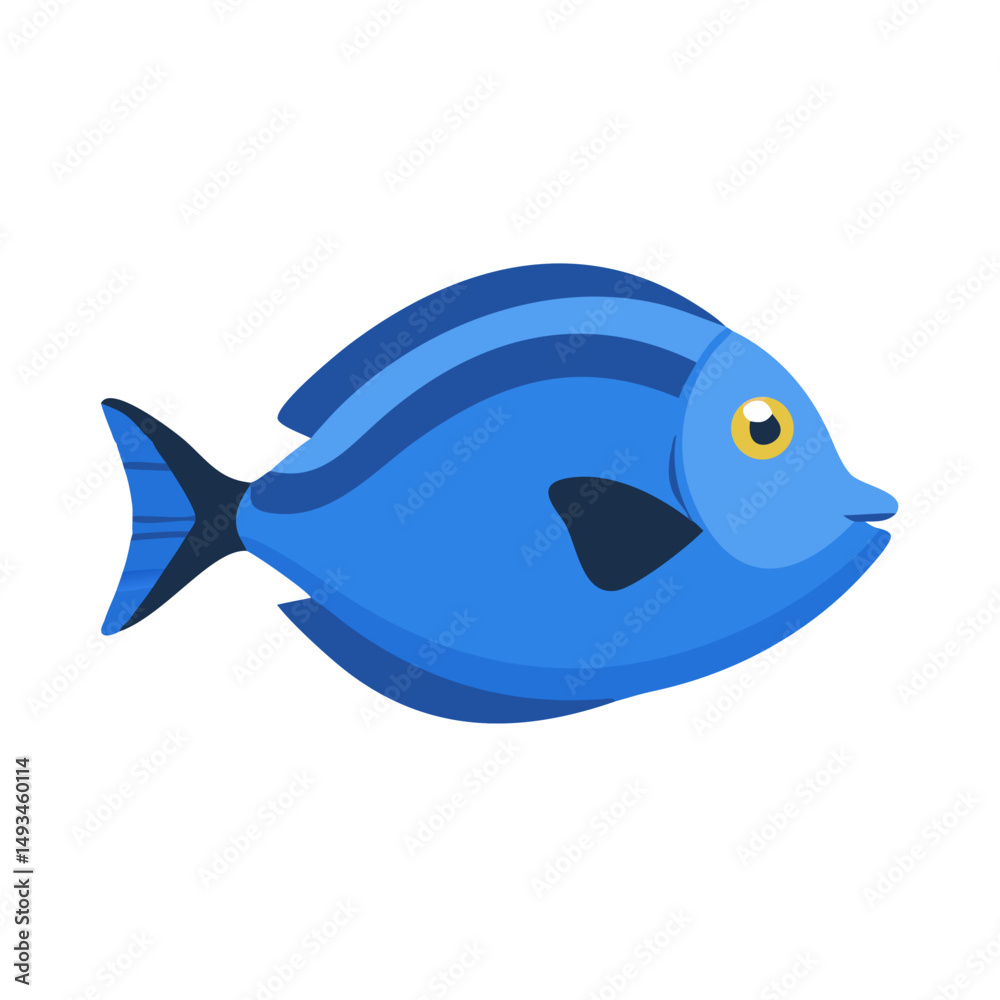 Fototapeta premium Stylized blue tang fish isolated on a black background