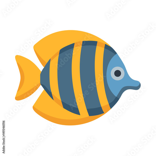 Stylized Tropical Fish with Yellow and Blue Stripe Pattern