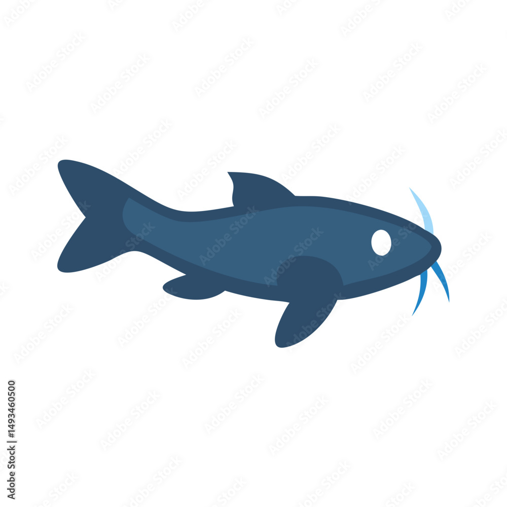 Obraz premium Cartoon catfish illustration against a plain black background scene