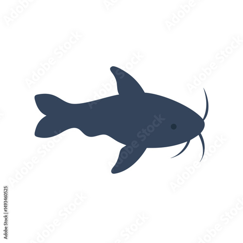 Blue catfish silhouette on black background illustration stock image