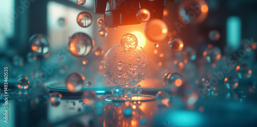 Floating Spheres with Futuristic Glow photo