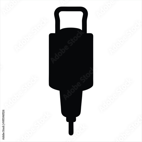 Silhouette illustration of a jackhammer tool used in construction and mining