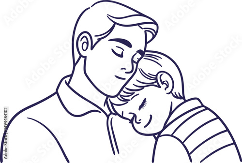 Sweet Father Carrying Sleeping Child
