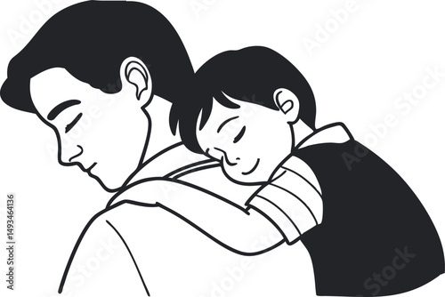 Heartwarming Dad and Son Sketch