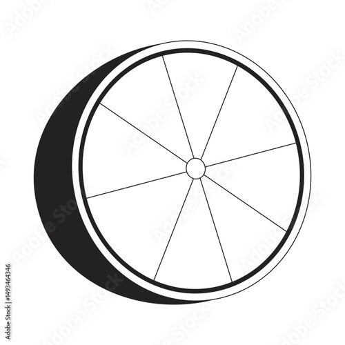 Fresh lime half 2D line object. Halved citrus fruit tropical. Tangy flavor. Cooking ingredient. Vitamin C. Healthy garnish isolated clipart vector ink outline item. Monochrome spot illustration