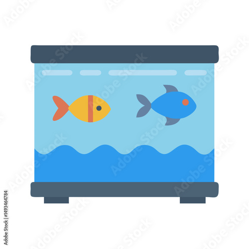 Stylized aquarium with two fish swimming in water