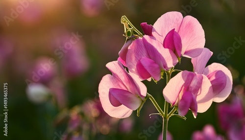 close up of sweet peas with soft pink petals n delicate floral beauty in high resolution botanical photography photo